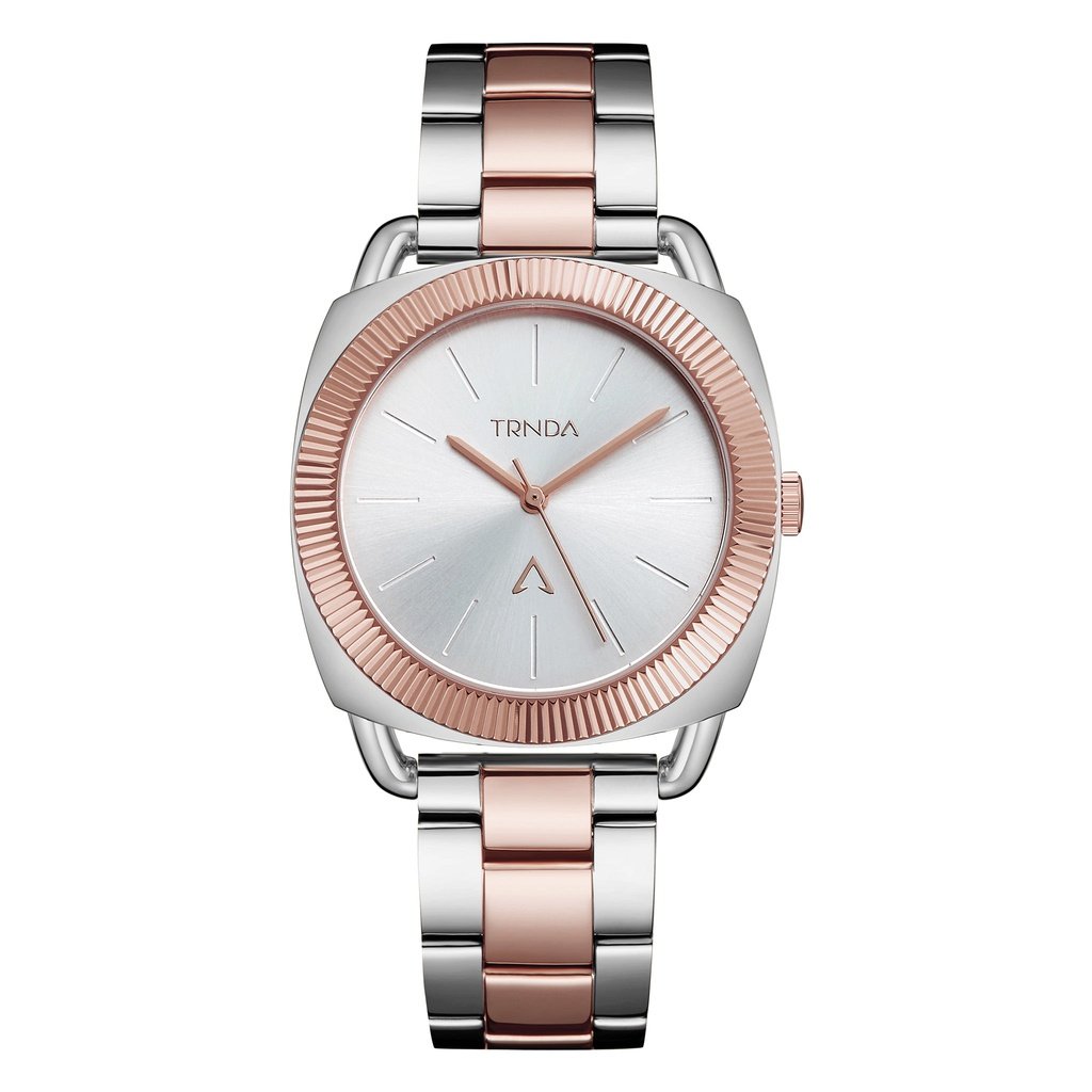 TRNDA Women's Watch with Silver Stainless Steel Case and Silver & Rose Gold Stainless Steel Band-0