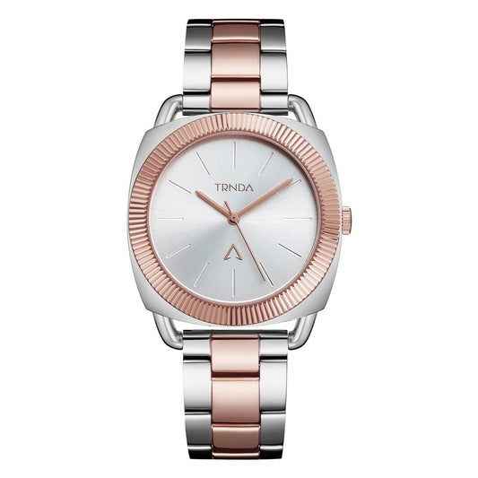 TRNDA Women's Watch with Silver Stainless Steel Case and Silver & Rose Gold Stainless Steel Band-0