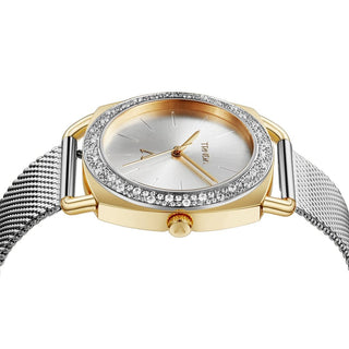 TRNDA Women's Watch with Gold Stainless Steel Case and Silver Stainless Steel Band-2