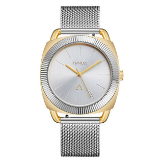 TRNDA Women's Watch with Gold Stainless Steel Case and Silver Stainless Steel Band-0