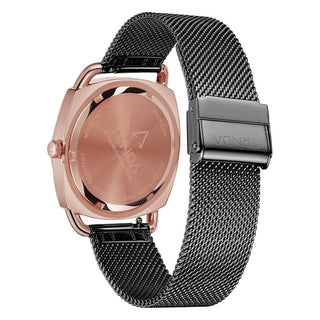 TRNDA Women's Watch with Rose Gold Stainless Steel Case and Black Stainless Steel Band-3