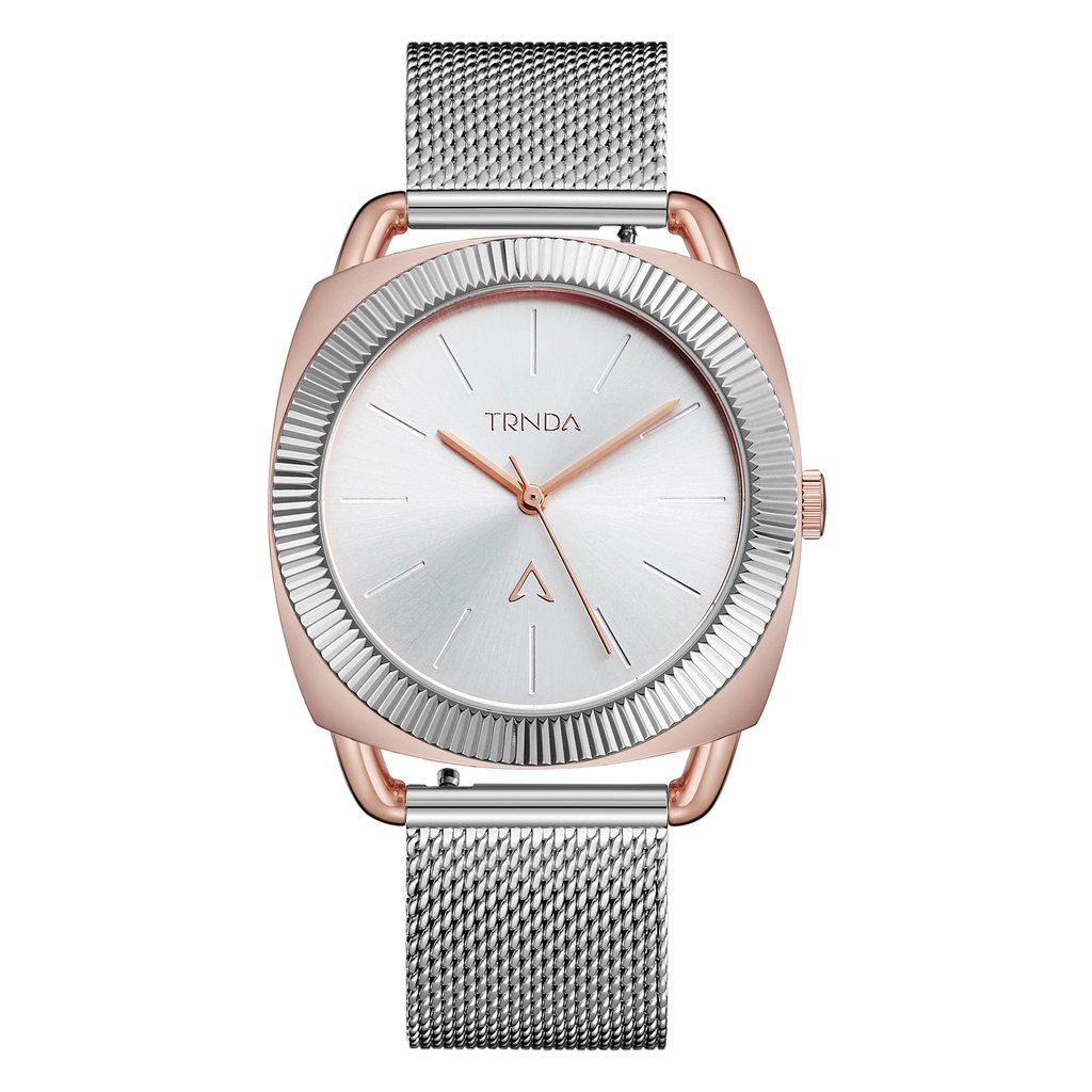 TRNDA Women's Watch with Rose Gold Stainless Steel Case and Silver Stainless Steel Band-0