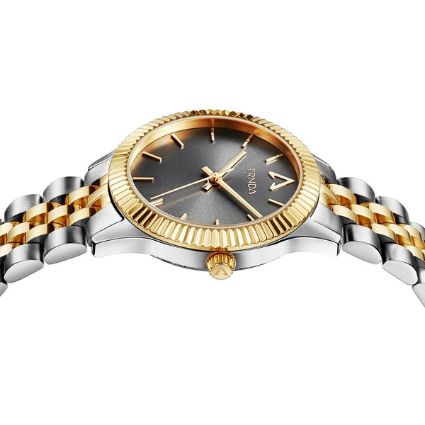 TRNDA Women's Watch with Silver Stainless Steel Case and Silver & Gold Stainless Steel Band-2