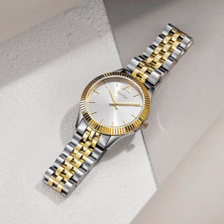 TRNDA Women's Watch with Silver Stainless Steel Case and Silver & Gold Stainless Steel Band-4