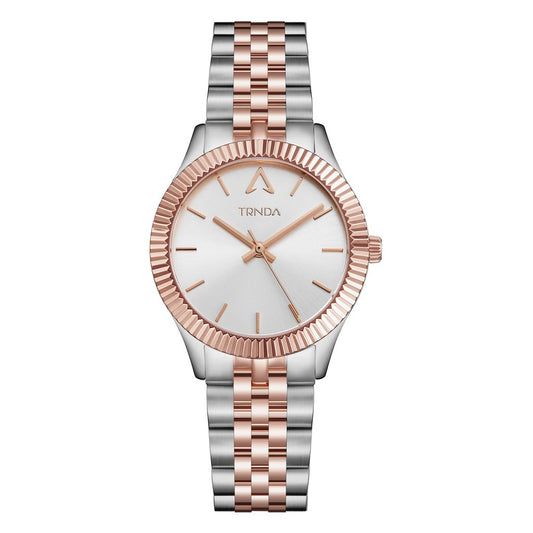 TRNDA Women's Watch with Silver Stainless Steel Case and Silver & Rose Gold Stainless Steel Band-0