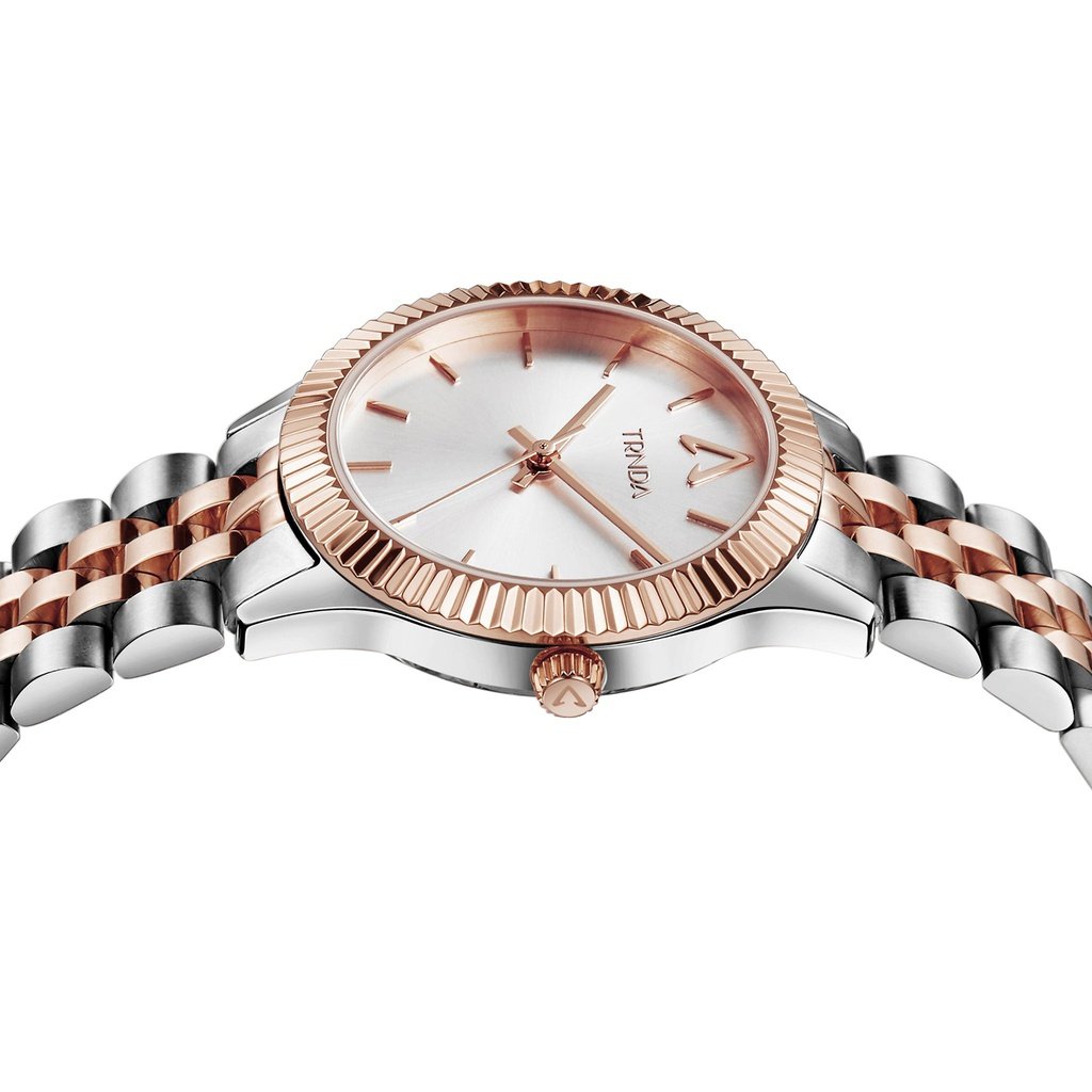 TRNDA Women's Watch with Silver Stainless Steel Case and Silver & Rose Gold Stainless Steel Band-2