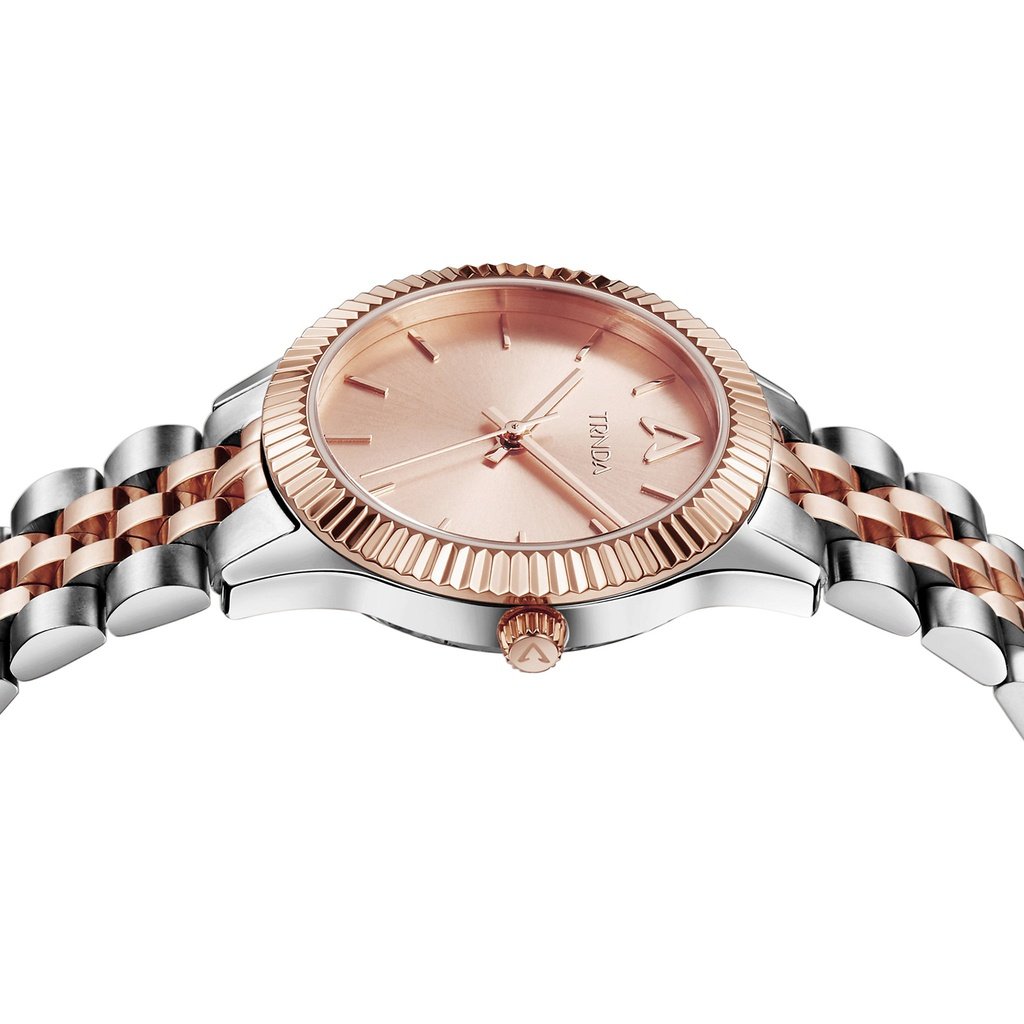 TRNDA Women's Watch with Silver Stainless Steel Case and Silver & Rose Gold Stainless Steel Band-2