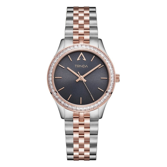 TRNDA Women's Watch with Silver Stainless Steel Case and Silver & Rose Gold Stainless Steel Band-0