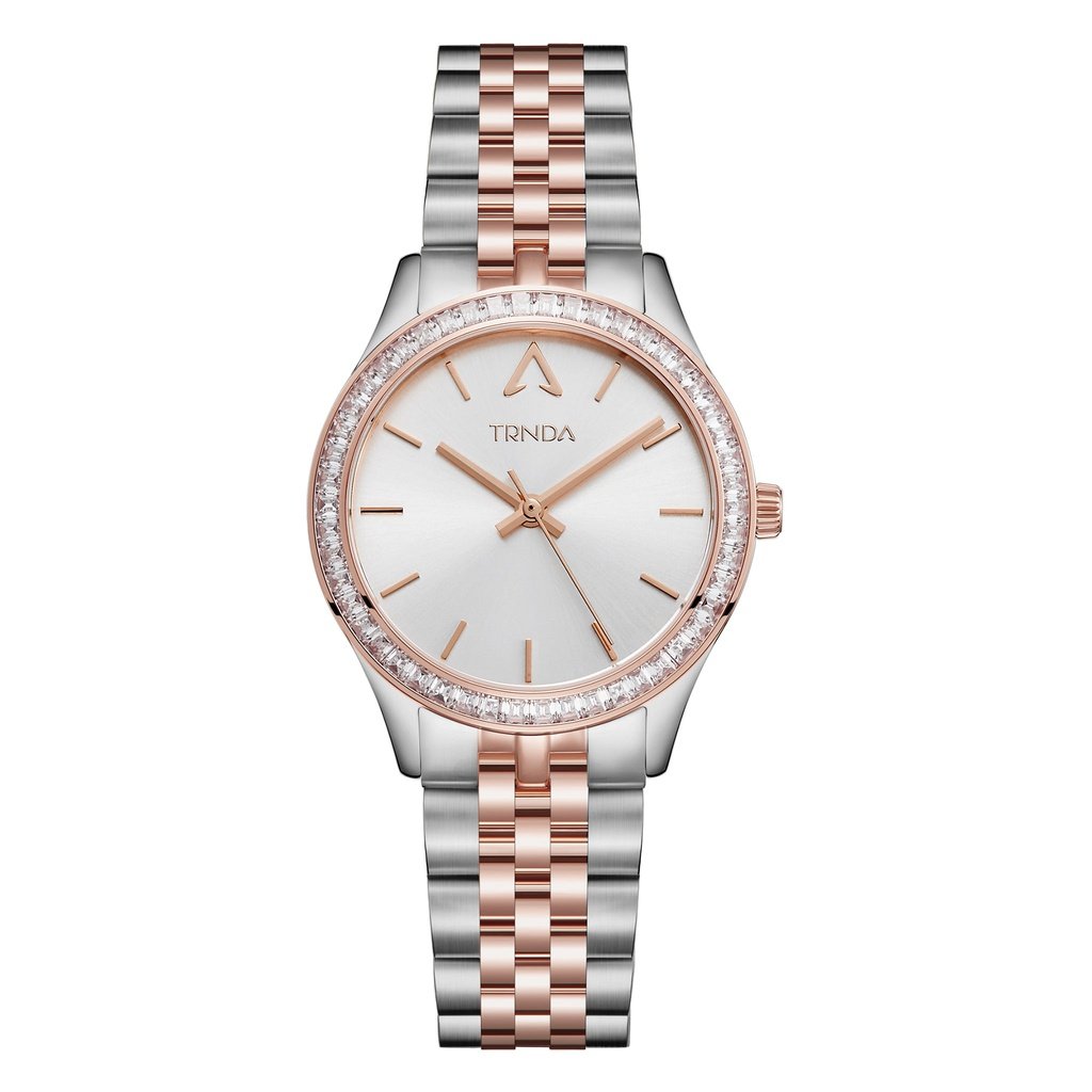 TRNDA Women's Watch with Silver Stainless Steel Case and Silver & Rose Gold Stainless Steel Band-0