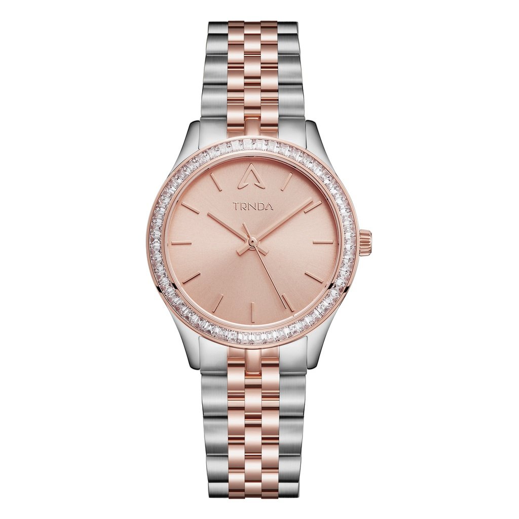 TRNDA Women's Watch with Silver Stainless Steel Case and Silver & Rose Gold Stainless Steel Band-0