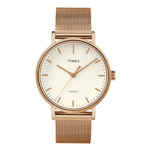 TIMEX Women's Watch with Rose Gold Brass Case and Rose Gold Stainless Steel Band-0