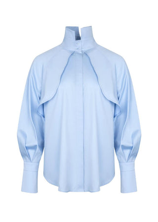 Diva Business Style Blue Organic Cotton Shirt-1