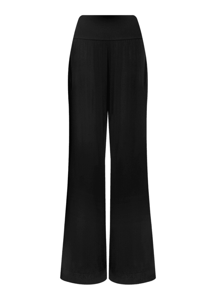 LavaNera Palazzo Black Jersey Viscose Pants-1