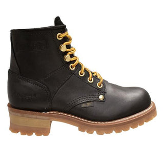 Women 6" Logger, Black Leather Boots-4