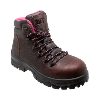 Women 6'' Waterproof Soft Toe Work Boot Brown Leather Boots-1