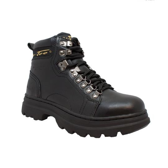 Women's 6" Steel Toe Work Boot Black Leather Boots-0