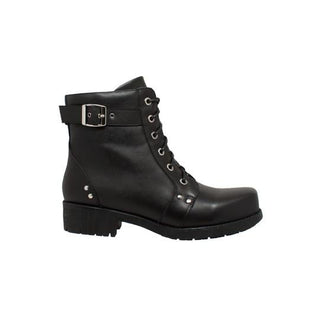 Women's 7" Biker Boot Black Leather Boots-4