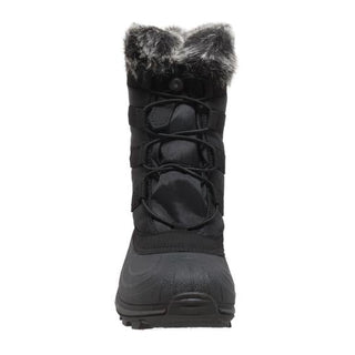 Women's Nylon Winter Black Leather Boots-3