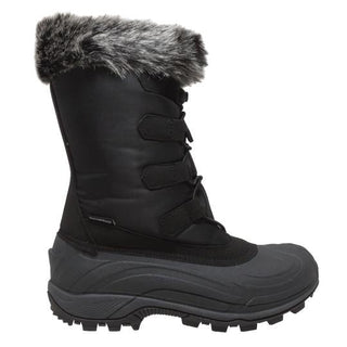 Women's Nylon Winter Black Leather Boots-4