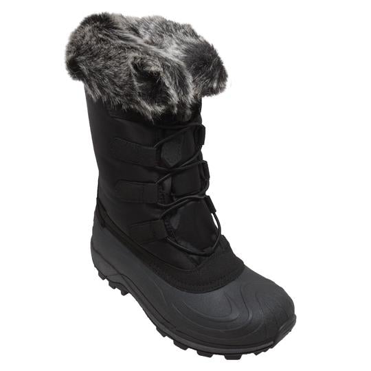 Women's Nylon Winter Black Leather Boots-0