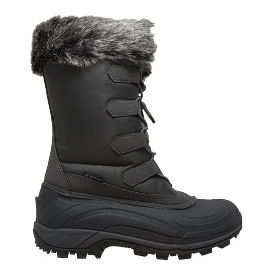 Women's Nylon Winter Grey Leather Boots-4