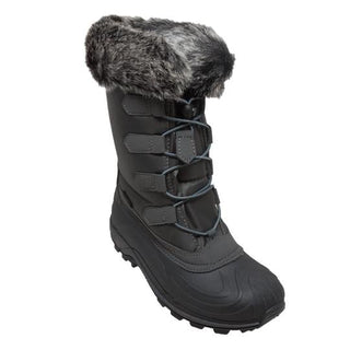 Women's Nylon Winter Grey Leather Boots-0