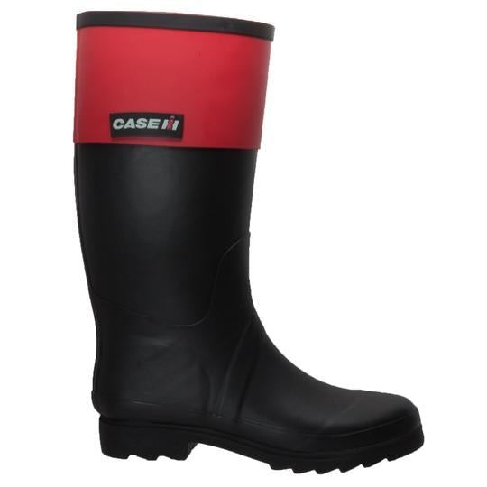 Women's Rubber Rider Boot With Red Cuff Black Leather Boots-4