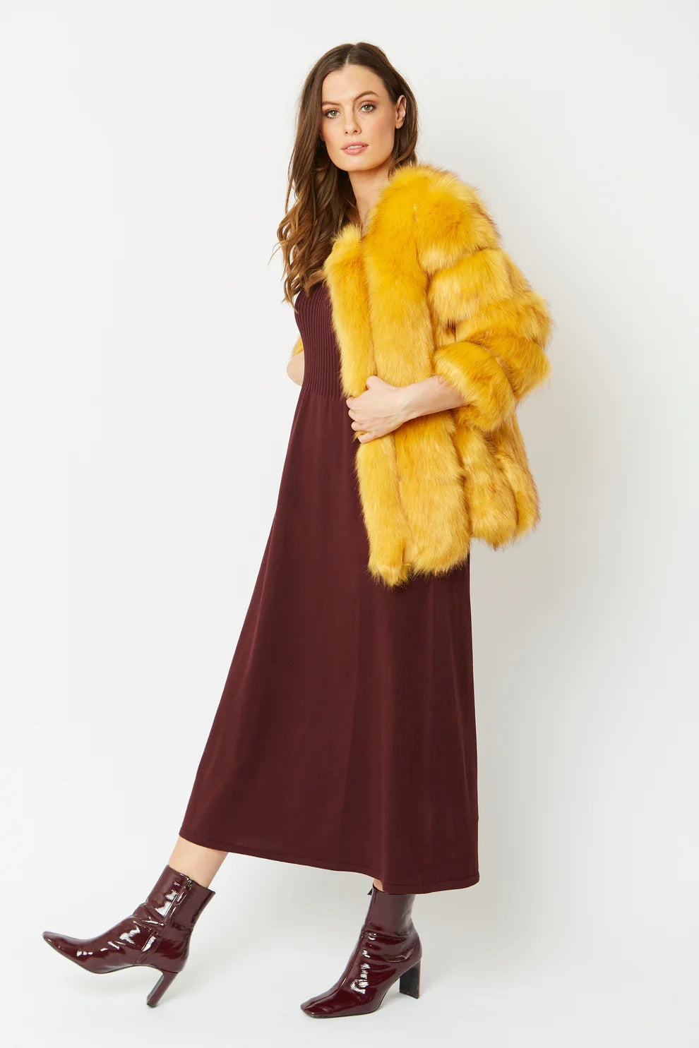 Yellow Faux Fur Coat-3