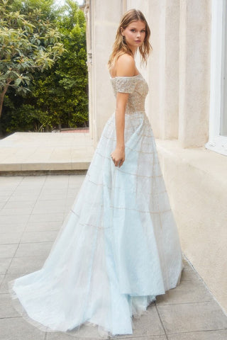 Off The Shoulder Modern Beaded Ball Gown-1