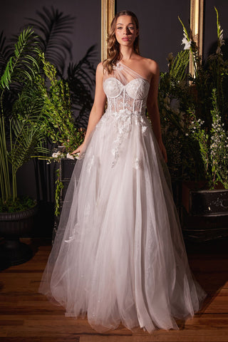 One Shoulder A-Line Bridal Gown-2