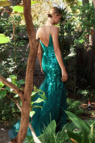 Fitted Mermaid Gown With Beaded Lace Applique-2