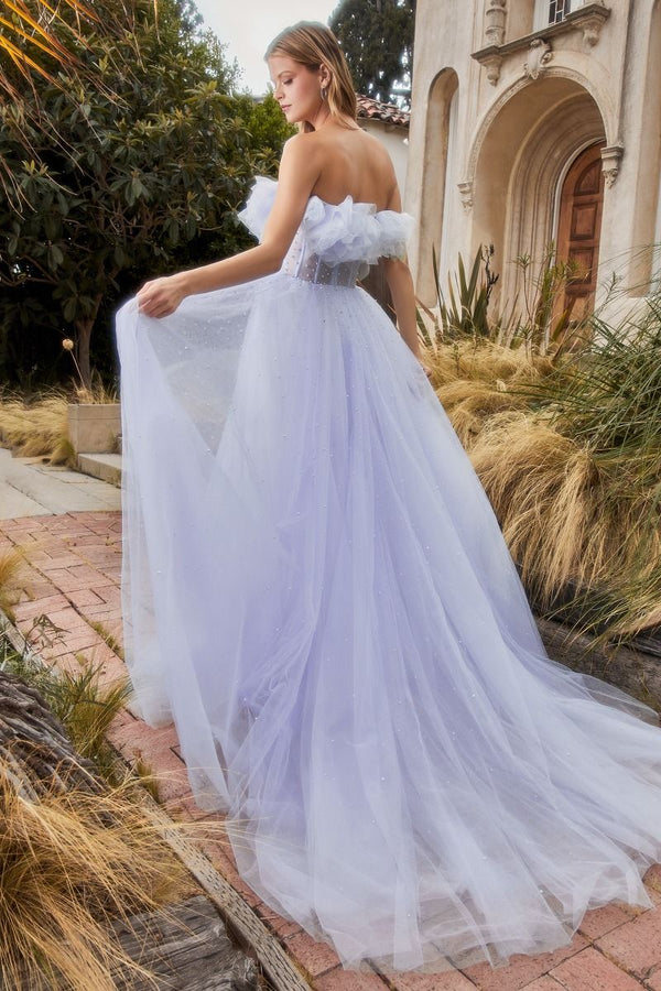 Gathered Tulle Pearl Ball Gown-2