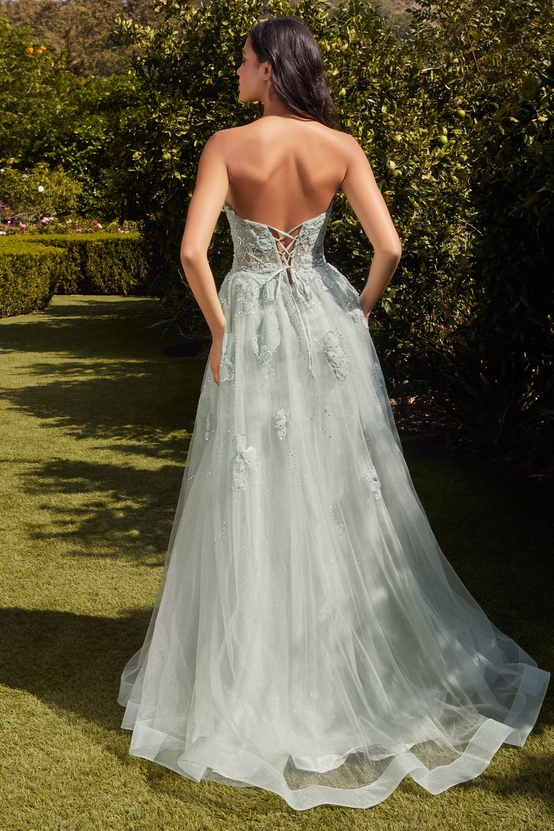 Strapless Sage Ball Gown-1