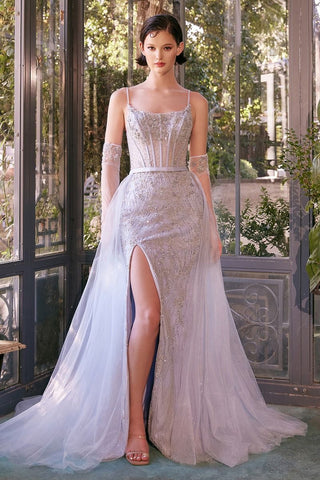 Beaded Light Blue Gown & Removable Tulle Overskirt-5