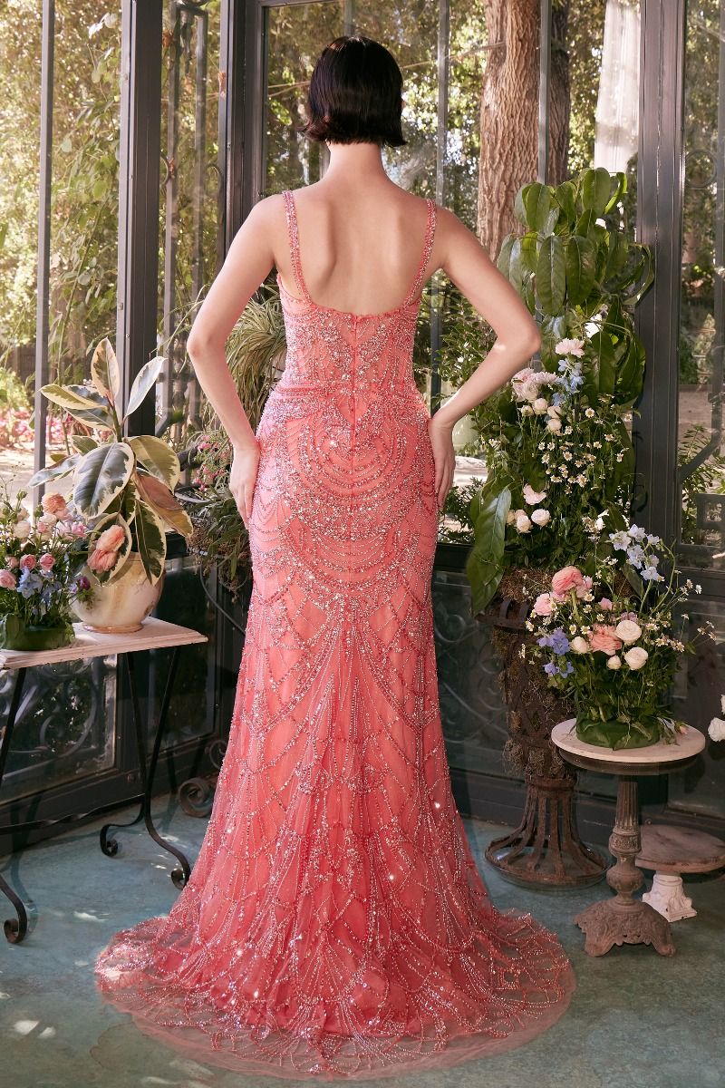 Fitted Beaded Evening Gown-2