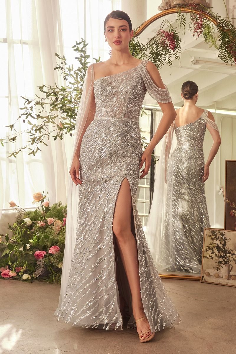 Glimmering Beaded Sheath Gown-1