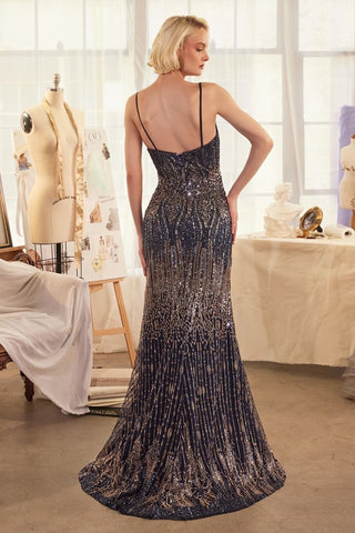 Ombre Sequin Fitted Gown-1