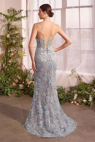 Metallic Floral Mermaid Gown-1