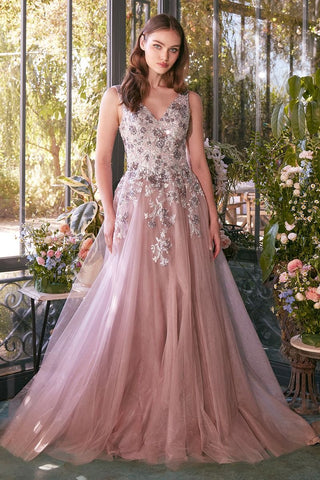 Sequin Bouquet V-Neck Gown-2