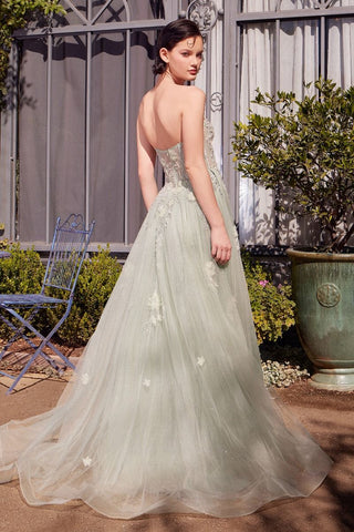 Sage Green Strapless Ball Gown-1