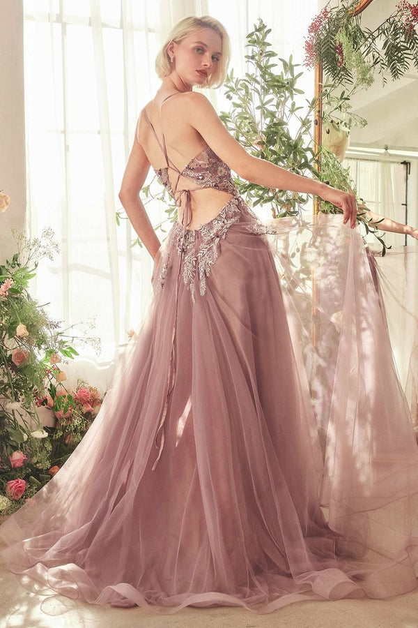 English Violet A-Line Layered Tulle Gown Of Whimsy-1