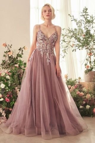 English Violet A-Line Layered Tulle Gown Of Whimsy-0