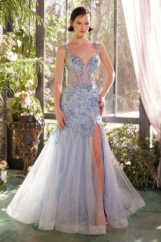 Sequin Lace Applique Mermaid Gown-3