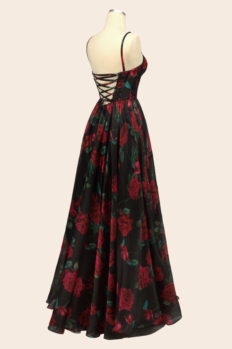 Rose Print Organza Gown-2