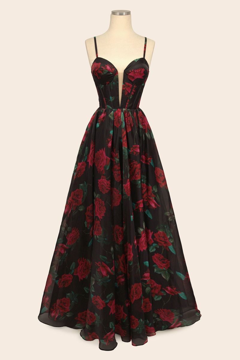 Rose Print Organza Gown-3