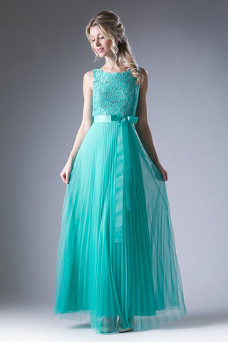 A-line dress with lace bodice and pleated tulle skirt.-0