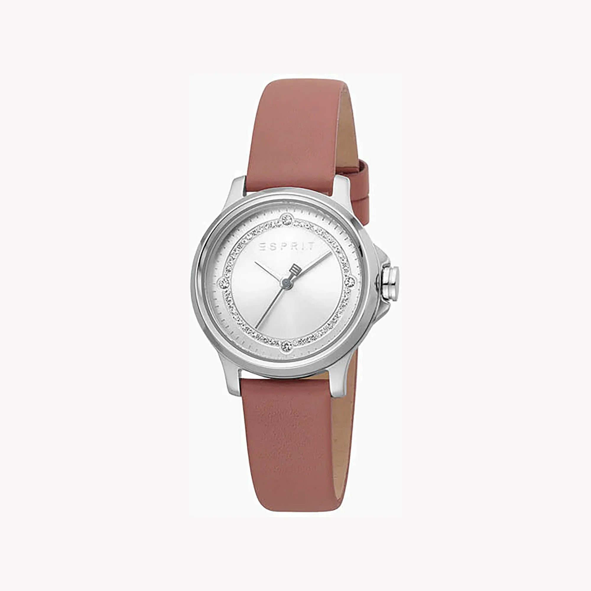 ESPRIT Women's Watch with Silver Stainless Steel Case and Rose Leather Band-0