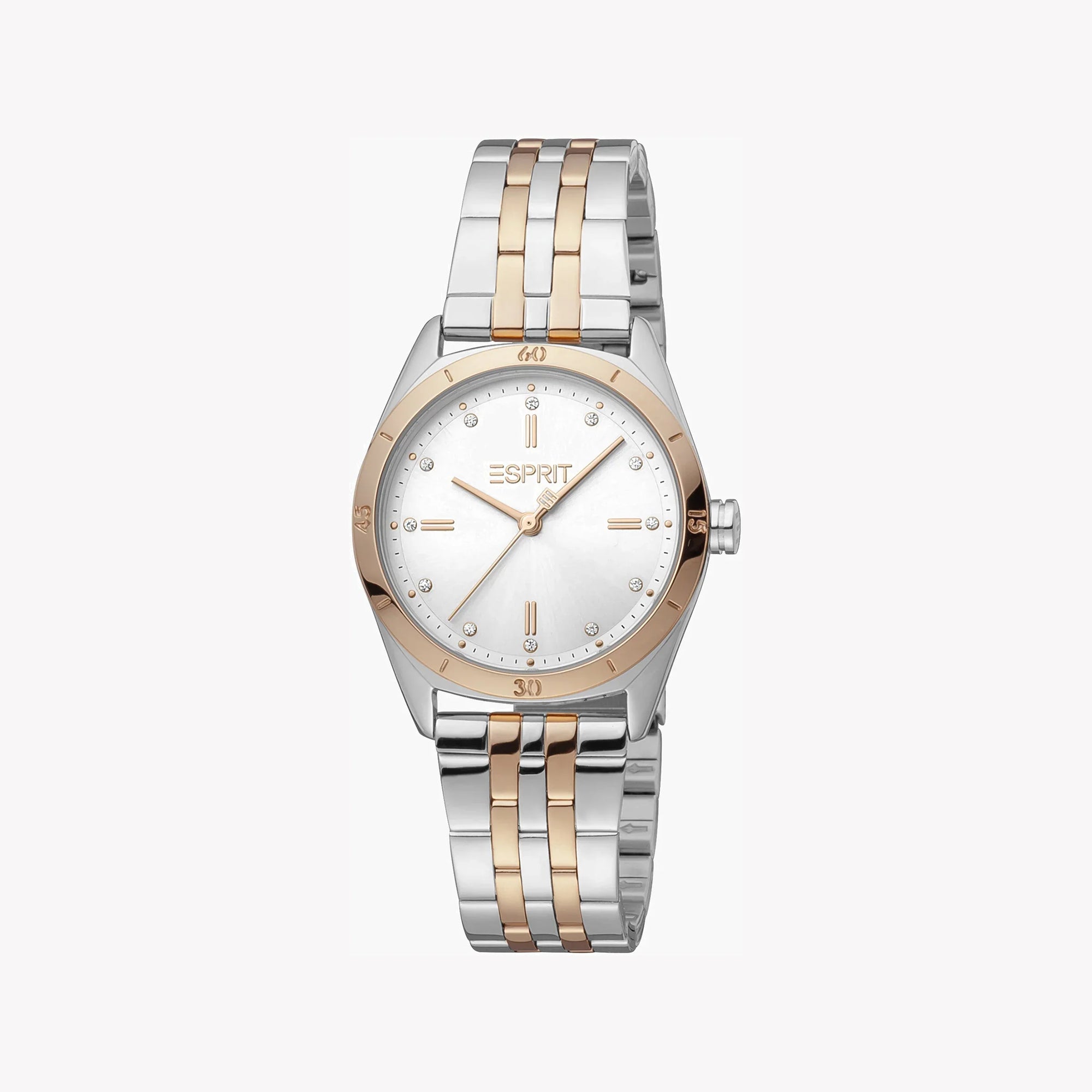 ESPRIT Women's Watch with Silver Stainless Steel Case and Silver & Rose Gold Stainless Steel Band-0