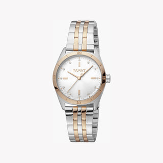 ESPRIT Women's Watch with Silver Stainless Steel Case and Silver & Rose Gold Stainless Steel Band-0