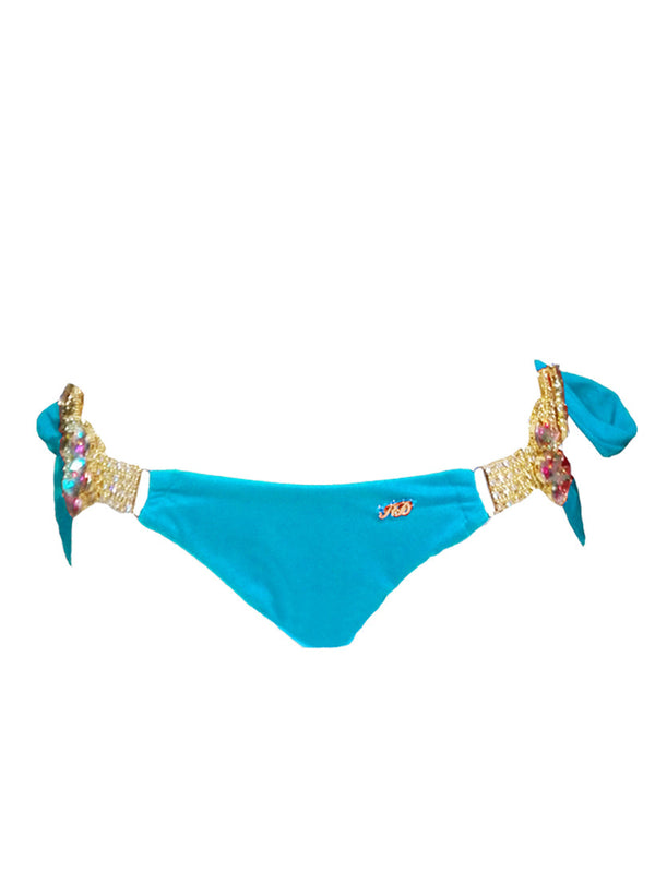 Amber Tie Side Bottom - Turquoise-0